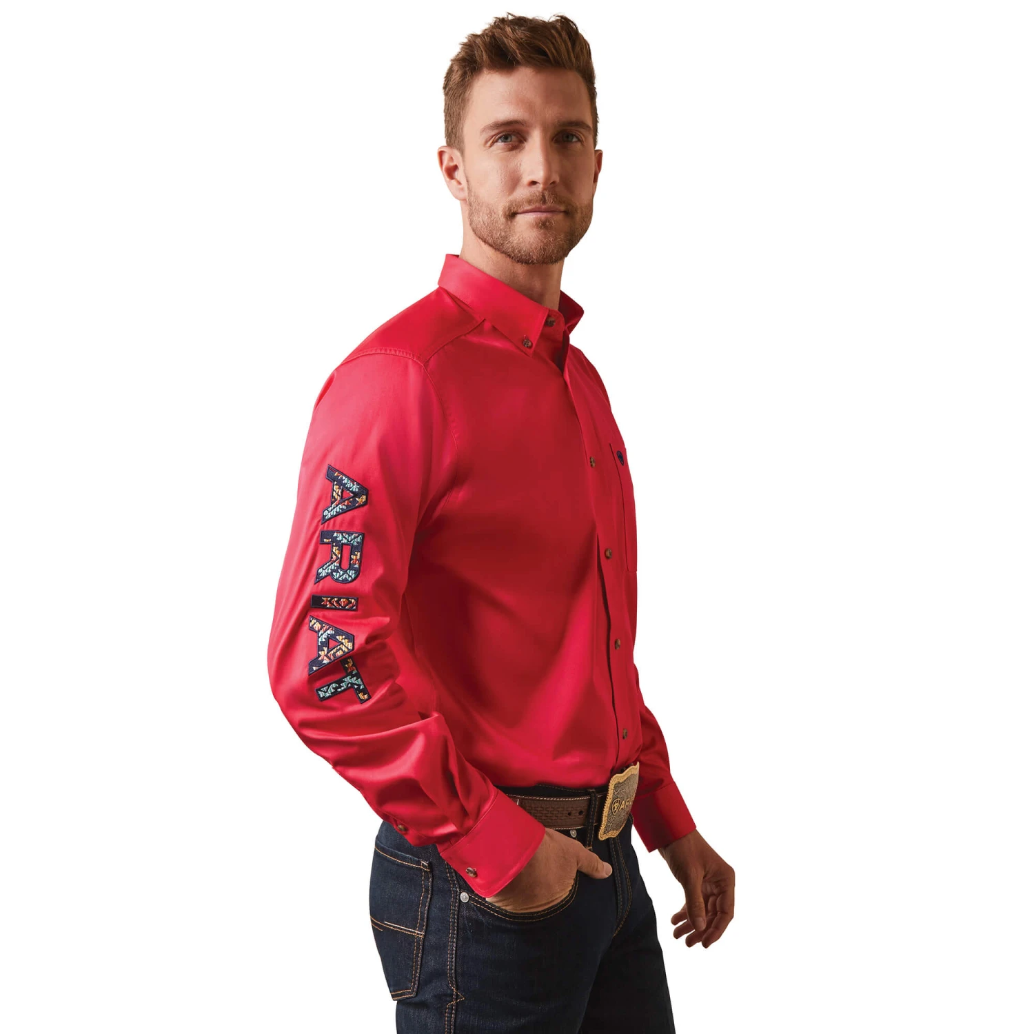 10043567 Men's Team Logo Twill Fitted Shirt By Ariat 2 10043567 Men's Team Logo Twill Fitted Shirt By Ariat - Image 2
