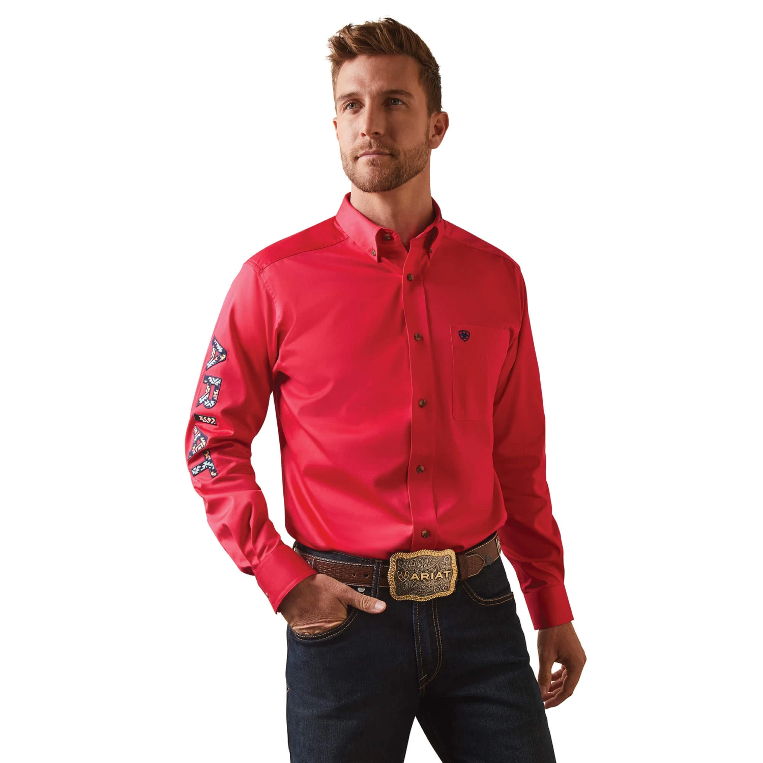10043567 Men's Team Logo Twill Fitted Shirt By Ariat 1 10043567 Men's Team Logo Twill Fitted Shirt By Ariat