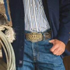 A910yel The Dutton Ranch Attitude Belt Buckle By Montana Silversmiths 6 A910yel The Dutton Ranch Attitude Belt Buckle By Montana Silversmiths -Western Cowboy Boots Shop A910YEL mod2