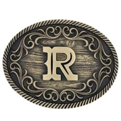 A915 Filigree Initial Attitude Buckle By Montana Silversmiths -Western Cowboy Boots Shop A915R