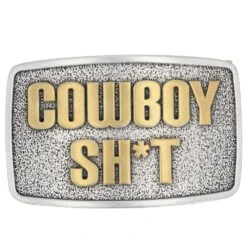 A923cst Cowboy Sh* Rectangular Attitude Buckle By Montana Silversmiths