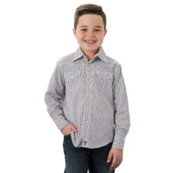 Bjc328m Boy's 20X Competition Advanced Comfort Long Sleeve Snap Shirt By Wrangler