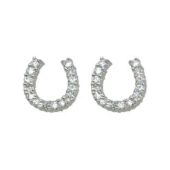 Er1251 Small Crystal Horseshoe Earrings By Montana Silversmiths