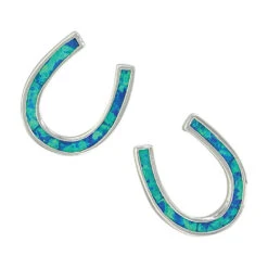 Er3977 Tilted Opal Horseshoe Earrings By Montana Silversmiths