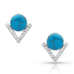 Er4484 Geometric Turquoise Pearl Post Earrings By Montana Silversmiths