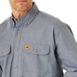 Fr3w01l Men's FR Flame Resistant Long Sleeve Work Shirt By Wrangler -Western Cowboy Boots Shop FR3W01L BD01 SWBD PRD scaled