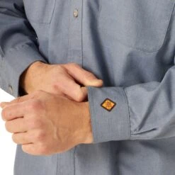 Fr3w01l Men's FR Flame Resistant Long Sleeve Work Shirt By Wrangler -Western Cowboy Boots Shop FR3W01L BD02 SWBD PRD scaled