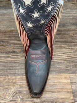 C3749 Women's Snip Toe Navy With Stars And Fringe Western Boot By Corral -Western Cowboy Boots Shop IMG 5174 scaled