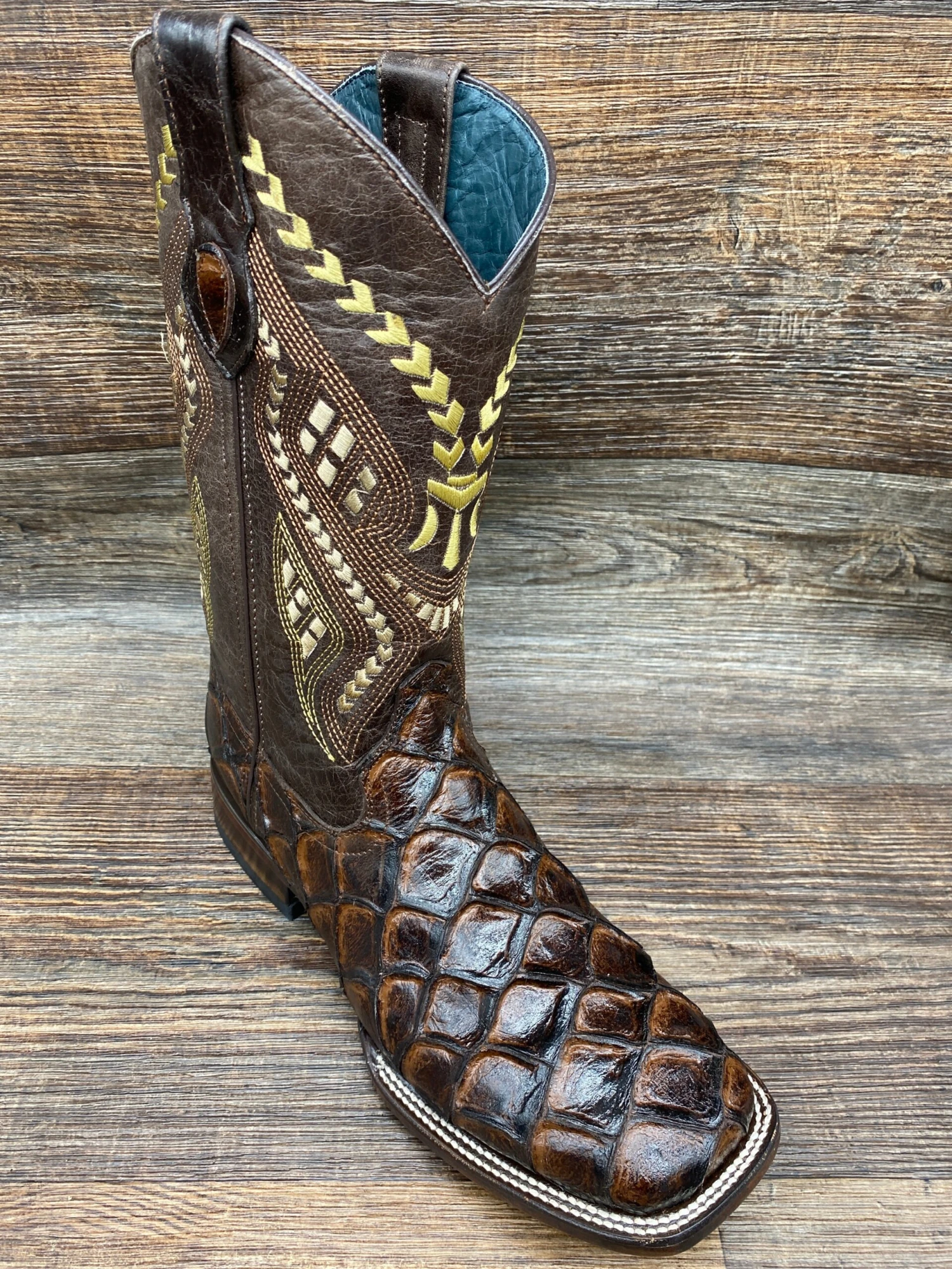 4339309 Men's Bronco Pirarucu Print Square Toe Boot By Ferrini 1 4339309 Men's Bronco Pirarucu Print Square Toe Boot By Ferrini