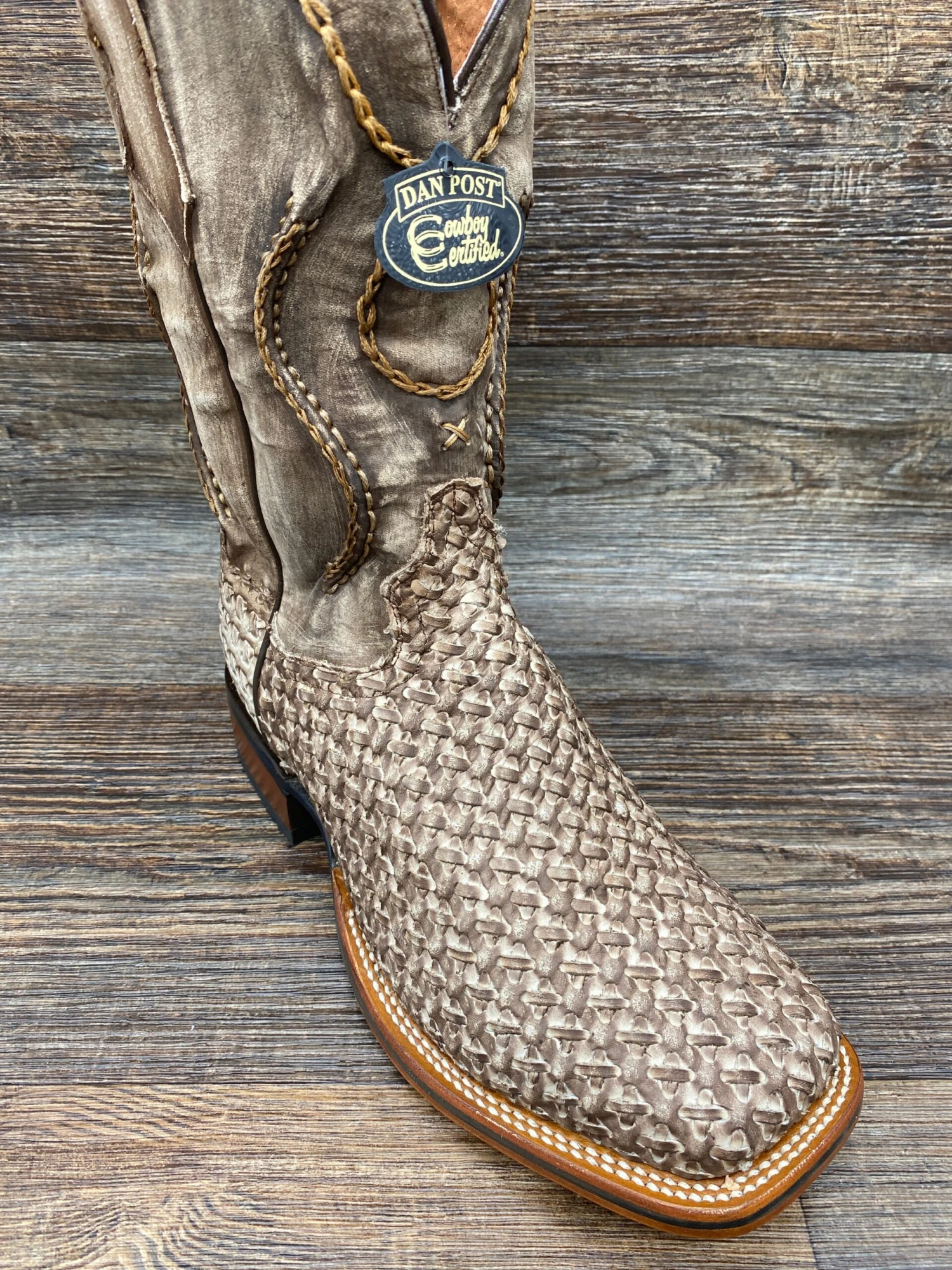 Dp4903 Men's Stanley Square Toe Woven Leather Western Boot By Dan Post
