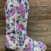 Vb9151 Girl's Square Toe Western Boots - Flower Print Knit With Glitter Underlay By Jama Old West