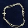 Bc3390 Women's Double Box Link With Cross Bracelet By Montana Silversmiths