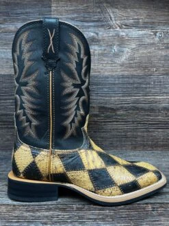 Mrs0071 Men's Ruff Stock Patchwork Square Toe Western Boot By Twisted X