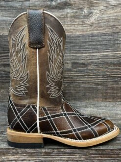 Hpk1082 Kids Moka Sabotage Patch Square Toe Western Boot By Horse Power