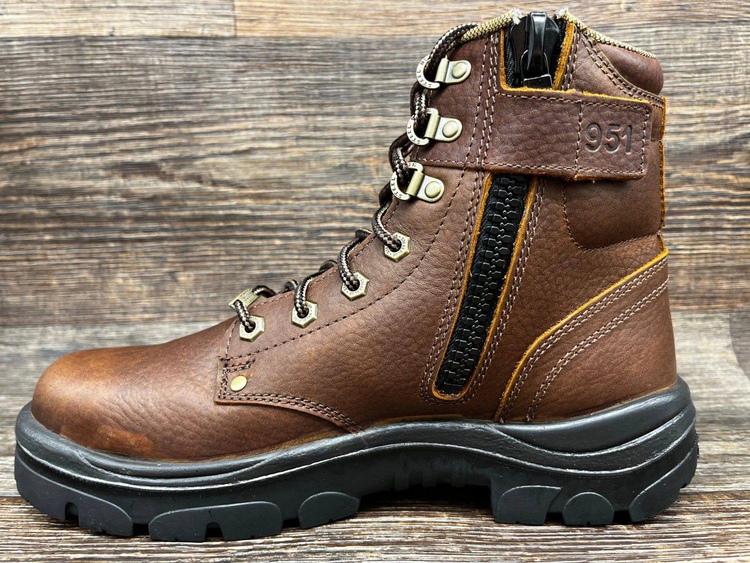 810951 Men's 8 Inch Lace Up Soft Toe Work Boot With Side Zipper By Steel Blue 1 810951 Men's 8 Inch Lace Up Soft Toe Work Boot With Side Zipper By Steel Blue