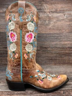 M8012 Ladies Floral Embroidery Snip Toe Western Boot By Macie Bean