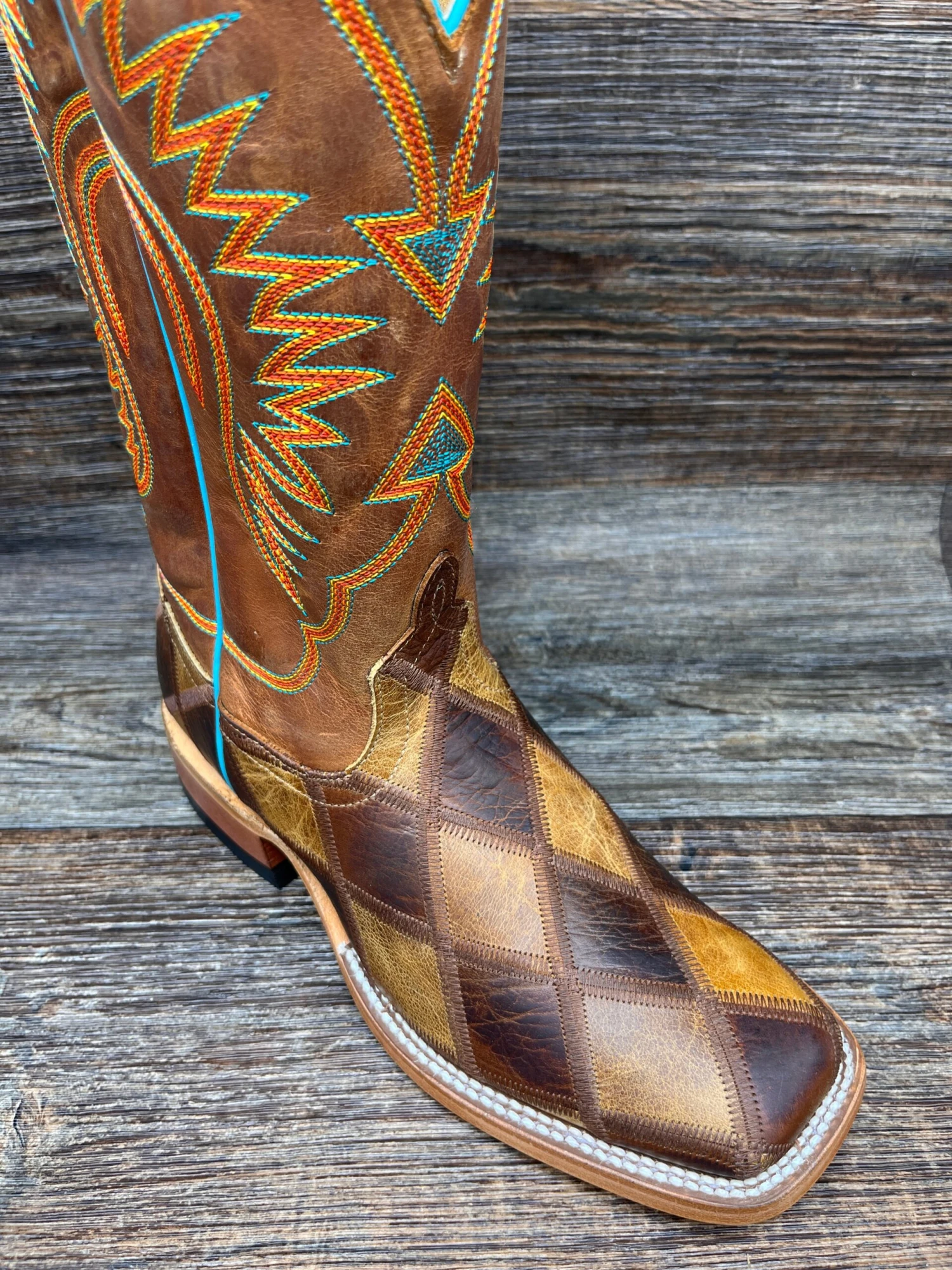 Hp1053 Men's Crazy Train Patchwork Square Toe Western Boot By Horse Power 2 Hp1053 Men's Crazy Train Patchwork Square Toe Western Boot By Horse Power - Image 2