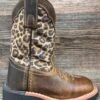 Dpc2951 Kid's Makucha Leopard Print Square Toe Western Boot By Dan Post