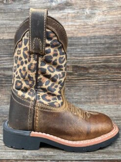 Dpc2951 Kid's Makucha Leopard Print Square Toe Western Boot By Dan Post