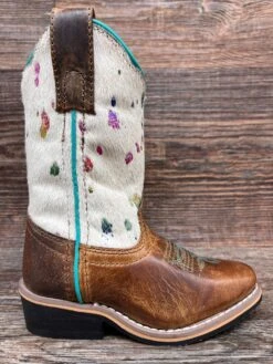 Dpc2908 Girl's Rumi Hair-On Cowhide Western Boot By Dan Post