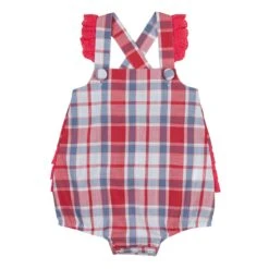 Pq2000m Baby Girl Sleeveless Ruffle Seat Plaid Bodysuit By Wrangler