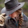 1486-brn Unisex Grizzly Oilskin Hat By Outback Trading Co.